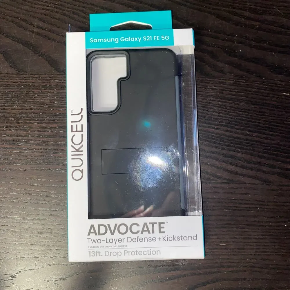 New Samsung Galaxy S21 FE/FE 5G ADVOCATE Dual-Layer Kickstand Case STEEL BLACK